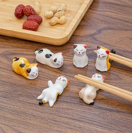 Schattige kat keramische tikstoppen houder stand fijn ontwerp chopstick rack kussenverzorging rust Japanse stijl keuken servies gereedschap SN6757