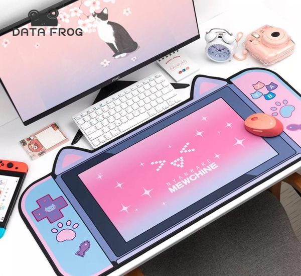 Grand tapis de souris avec oreilles de chat mignon, clavier d'ordinateur, de bureau, grand tapis de souris de Gamer, rose, dessin animé Kawaii, accessoires de jeu 3234295