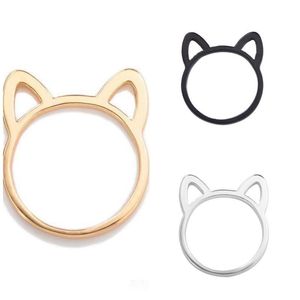 Lindo anillo con orejas de gato, anillos, orejera de animal para mujeres y niñas, joyería de moda