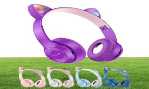 Mignon d'oreilles de chat Bluetooth casque sans fil avec micro-bruit annulant girl girl stéréo casque casque de téléphone dond 7659788