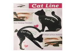 Schattige katten eyeliner stencilkit voor wenkbrauwen gids sjabloon maquiageem oogschaduw frames kaart make -up tools 2pcsSet3615341