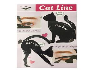 Cute Cat Eyeliner stencil kit voor wenkbrauwen gids sjabloon Maquiagem oogschaduw frames kaart make-up gereedschap 2pcsset7019783