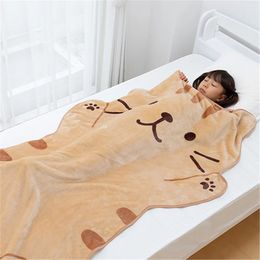 Couverture de flanelle de chat mignon en peluche animaux forme été climatiseur couvertures de sommeil dessin animé chats bureau sieste jeter pour enfants bébé 231229