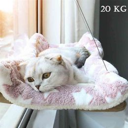 Chat mignon lits suspendus confortable fenêtre ensoleillée support de siège portant 20 kg chats forts hamac chat lit étagère siège hamac pour chats 210722