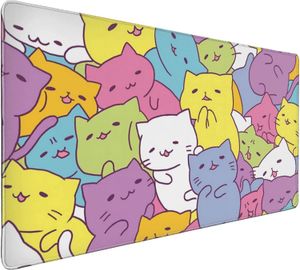 Mignon chat Kawaii tapis de souris de jeu longue étendue XXL tapis de souris Extra Large tapis de bureau tapis de clavier fille 35.4X 15.7 pouces