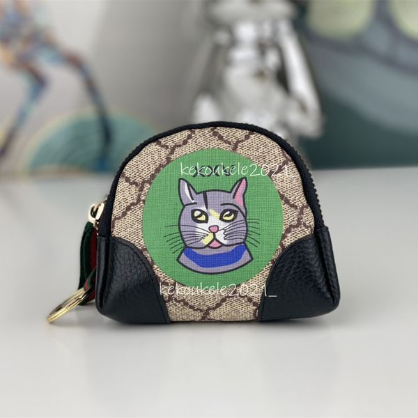 Monedero lindo de gato para niños, billetera de cuero auténtica, monederos y llavero de moda para niñas y mujeres, minibolso para niños y niñas