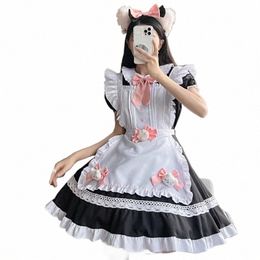 Lindo gato ropa de mucama con muñeca dulce lolita dr criada traje halen cosplay traje mujeres francés sirviente uniforme traje w9in #