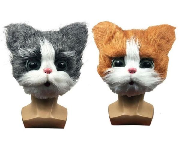Masque de chat mignon Halloween nouveauté Costume fête masque de tête complet 3D réaliste Animal masque de tête de chat accessoires de Cosplay 2207256839339
