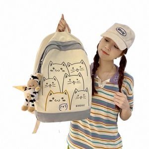 Leuke kattenpatroon Backpack Women Kawaii Hoge capaciteit FI Vrouwelijke rugzak Travel High School Girls Book Tassen voor student 2023 I1MT#