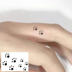 Mignon chat patte temporaire Tatoo doigt poignet décalcomanie enfant femmes hommes corps Art faux tatouage autocollants Tatoos noir dessin animé