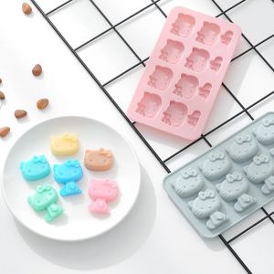 Schattige kat siliconen mal diy ijsbladen chocolade koekje schimmel bakgereedschap cake decoratie accessoires hallo kat siliconen mal