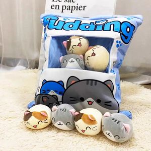 Lindo gato merienda almohada pudín muñecos rellenos decorativos con juguete kawaii regalos de animales de peluche 240304