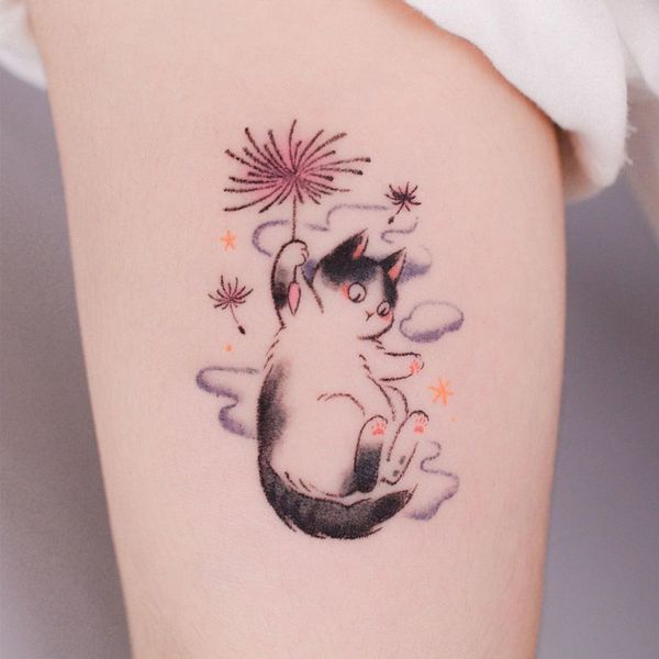 Mignon chat tatouage étanche durable réaliste faux tatouage encre vent Animal décalcomanie Ins Style