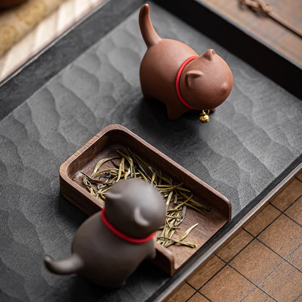 Lindas mascotas de té de gato Accesorios de té de cerámica para decoración del hogar Decoraciones de arte de té Gatita de téware