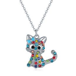 Schattige kat eenhoorn hanger ketting voor vrouwen meisjes kinderen mode kleurrijke kristal cartoon dierlijke kettingen sieraden geschenken