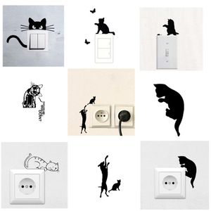 Mignon chat mur interrupteur autocollant décor à la maison décalcomanie décoration de la maison autocollant autocollant mural décalcomanie