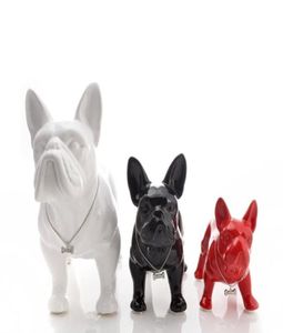 Jolie statue de chien bouledogue français en céramique, décoration de maison, artisanat, décoration de salle, ornement de chien, figurines d'animaux en porcelaine, décorations 6893092