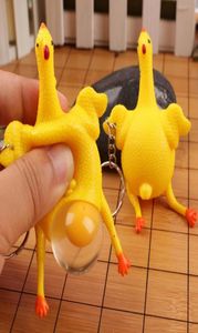 Schattig kippeneispeelgoed legkippen overvolle stressbal sleutelhanger creatief grappig parodie lastige gadgets sleutelhanger met sleutelhangers nieuwigheid 8947614