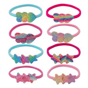 Mignon enfants filles bandeau élastique femmes fille coeur étoile cheveux cravates cadeau pour enfants mélanger couleur prix de gros