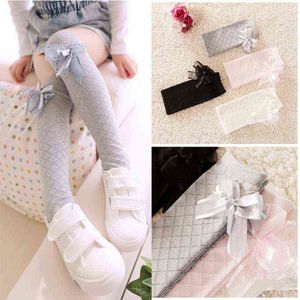 Chaussettes hautes pour enfants mignons pour les tout-petits enfants bébés filles solide Bowknot coton robe de princesse Ballet longue chaussette jambières G1224