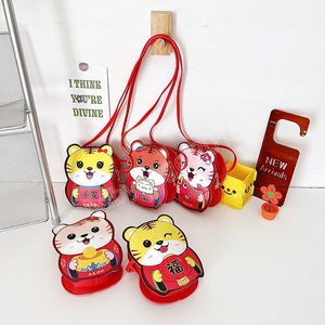 Bonitos bolsos de hombro pequeños para niños, Mini bolso cruzado de tigre de dibujos animados para bebés y niños, monedero de moda de cuero Pu para niños y niñas