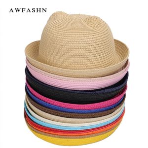 Chapeau de soleil pour enfants mignon printemps été garçon fille enfants bébé chapeau de paille casquette d'été Panama nuances oreille chapeaux de plage Casquette 220514