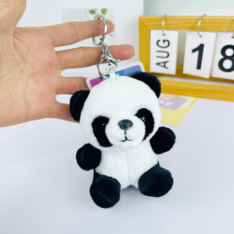 Süße chinesische Panda Plüschpuppe Schlüsselbund Anhänger Zoo Simulation Panda Doll Grab Machine Puppe Großhandel