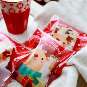 Leuke kerst eland self -self -hechte koekje bagscelophaan bagsbad sticks tassen 300 pcslot 201225