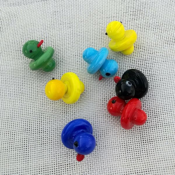 Mignon coloré canard verre Carb Caps accessoires de fumer 23mm diamètre Carb Cap dôme en verre pour Quartz Bangers conduites d'eau Dab Rigs couleurs aléatoires