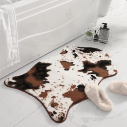 Schattige koeien badkamer tapijt dierenhuid zachte en dikke badmat grappige faux konijn bont gebied tapijt niet-slip badkamer decor 24 inx36in 240416