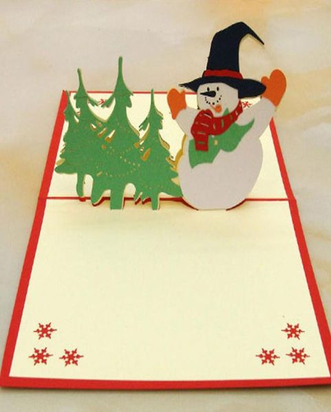 Mignon Creative Christmas Tree Snowman Cards de voeux 3D pop-up Handmade Viscards Post Cartes de fête Festive Party2918317