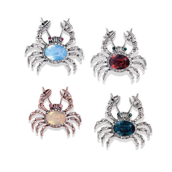 Mignon cristal crabe broche femmes crabe broches costume épinglette pour cadeau fête bijoux de mode