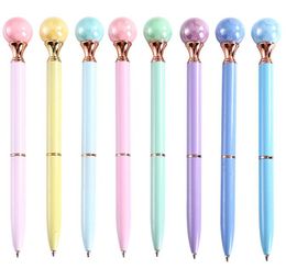 Lindo Crystal Spin Pearl Bolete Pen Pen de alta calidad Metal Oficina de negocios Escribir bolígrafos Suministros de papelería de la oficina de la escuela