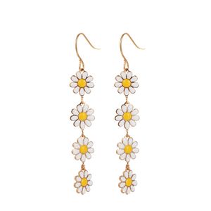 Pendientes colgantes bonitos de margaritas y flores para mujer, pendientes largos coloridos con borlas de girasol dulce, regalo de joyas de fiesta para niñas