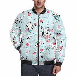Lindo cachorro dálmata chaquetas estampado floral abrigos de invierno impermeables hombre fresco chaqueta casual diseño al aire libre de gran tamaño rompevientos regalo H0rt #
