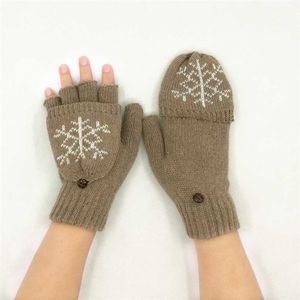 Lindo ciervo copo de nieve cachemira hombres y mujeres flip guantes regalo de Navidad pareja cálido medio dedo magia A62 220113