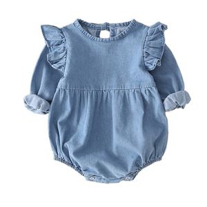 Lindo Denim Baby Girls Body Body Ropa nacida para trajes de cuerpo de otoño infantil 0-24M Mono 210816