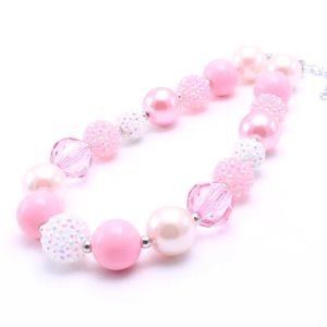 Niedliches Design, klobige Perlen-Halskette, rosa Kaugummi-klobige Halskette für Kinder/Kinder/Mädchen, Party-Geschenk, Schmuck BJ