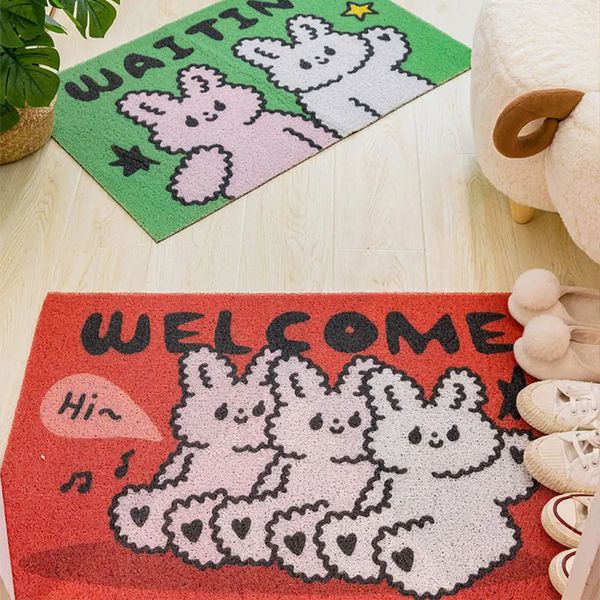 Mignon de conception d'entrée tapis PVC en soie en soie