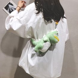 Mignon dinosaure Style peluche sac à bandoulière bébé jouets en peluche fille mode téléphone sacs enfant porte-monnaie court peluche-dinosaure jouet cadeau