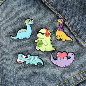 Lindos dinosaurios Pins de esmalte animales personalizados Broche Lapa insignia Bolsa de dibujos animados Regalo de joyería para niños amigos