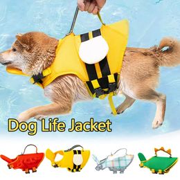 Leuke honden reddingsvest Vest voor flotatie in zwembad Beach Lake Boei Ripstop Dog Safety Vest voor zwemmen Reflecterend hondenzwempak 240411