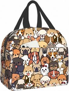 schattige hondenlunchzak kawaii puppy lunchbox dierenprint compacte tas tas herbruikbare portemonnee voor vrouwen picknick strand kantoor werk 17yd#