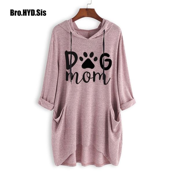 Mignon Chien Maman Lettre Imprimer Dames Pulls Sweats Femmes Tricot Long Hoodies Printemps Automne Filles Femme Rose Tops Asie Taille 201202