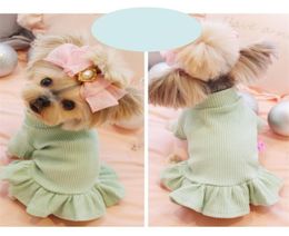 Robe de mariée de fête de chien mignon chat jupe à chouchis pour les petits chiens filles d'été coton de base de chemises costumes lj2011302210208