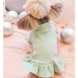Mignon chien fête robe de mariée chat animal de compagnie jupe pull robe pour petit chien filles été coton Base chemise vêtements Costume LJ201130270O
