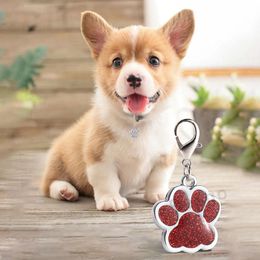 Schattige hondenpootvormige huisdiertagnaam merk Key Ring ID Kaart Keychain Metal Puppy Cat Neck Pendant Key Holder Groothandel 6 kleuren DBC