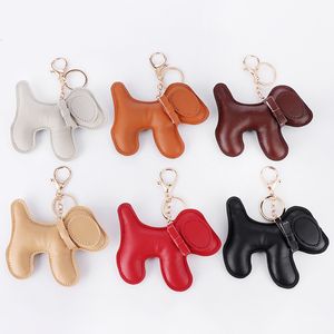 Porte-clés en cuir PU chien mignon, pendentif de sac à main pour femmes, accessoires de sac à breloques, 6 couleurs