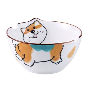 Schattige hondenpuppy Japanse ramen bowl handgeschilderd keramisch servies voor noedelsoep salade dalmatische shiba ino husky mop 7 inch