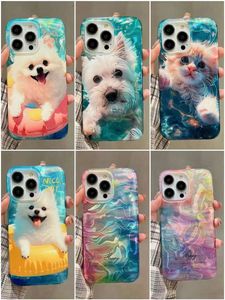 Schattige honden zachte IMD TPU -hoesjes voor iPhone 15 14 Pro Max 13 iPhone15 Fashion Crystal Happy Nice Animal Lovely Shinny Bling Girls Lady Telefoon Back Cover Skin